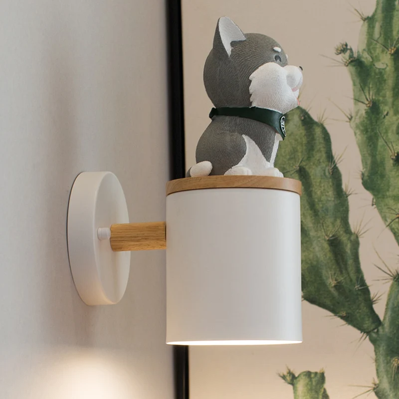 Cilinder Studeerkamer Wandlamp met Doggy Deco Hars 1 Kop Dieren Schanslicht Clearhalo