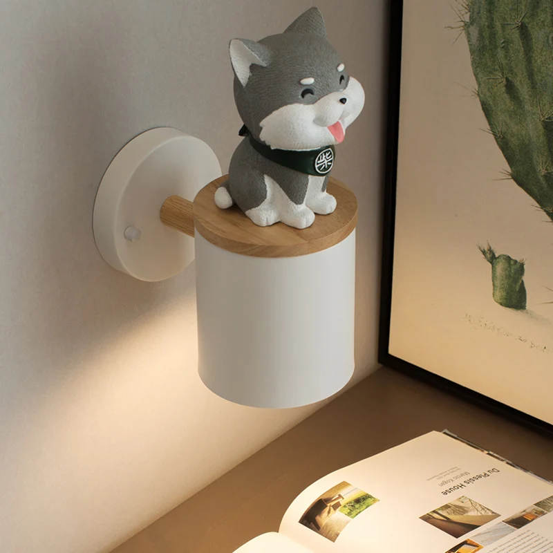 Cilinder Studeerkamer Wandlamp met Doggy Deco Hars 1 Kop Dieren Schanslicht Clearhalo