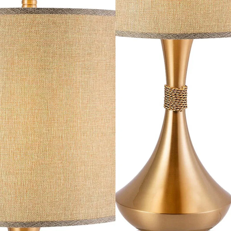 Cilinder Studielamp Traditioneel Stof 1 Lamp Wit/Beige Leesboeklamp met metalen voet Clearhalo