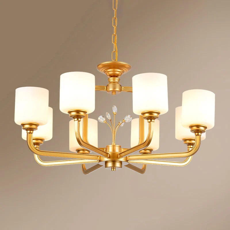 Cilinder Woonkamer Hangende Hanglamp Vintage Stijl Melkachtige Glazen Kroonluchterlamp Clearhalo