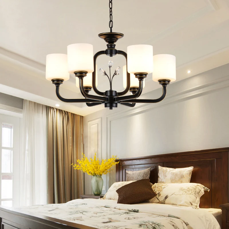 Cilinder Woonkamer Hangende Hanglamp Vintage Stijl Melkachtige Glazen Kroonluchterlamp Clearhalo