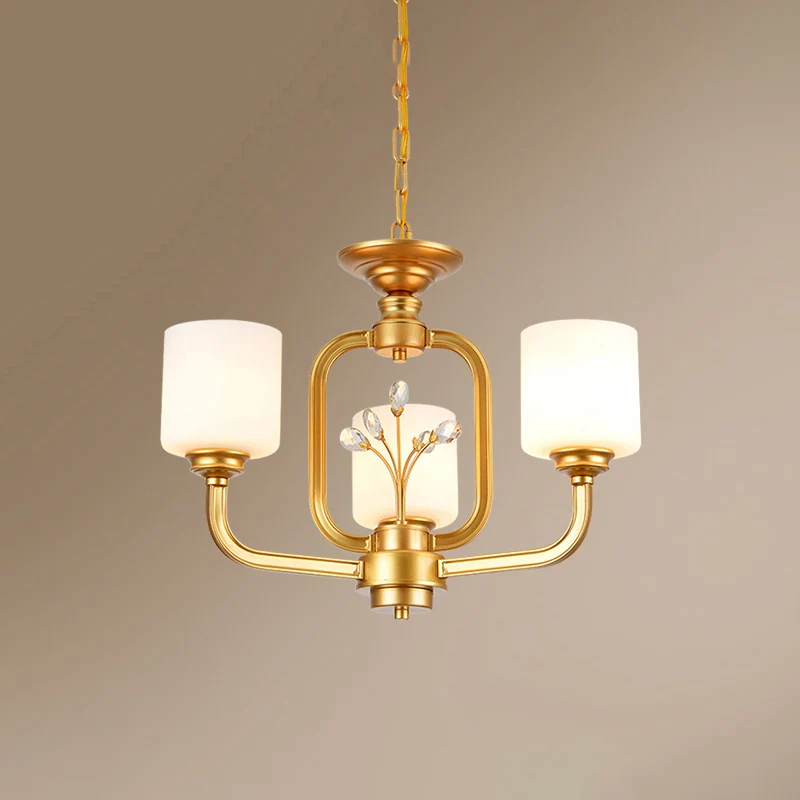 Cilinder Woonkamer Hangende Hanglamp Vintage Stijl Melkachtige Glazen Kroonluchterlamp Clearhalo