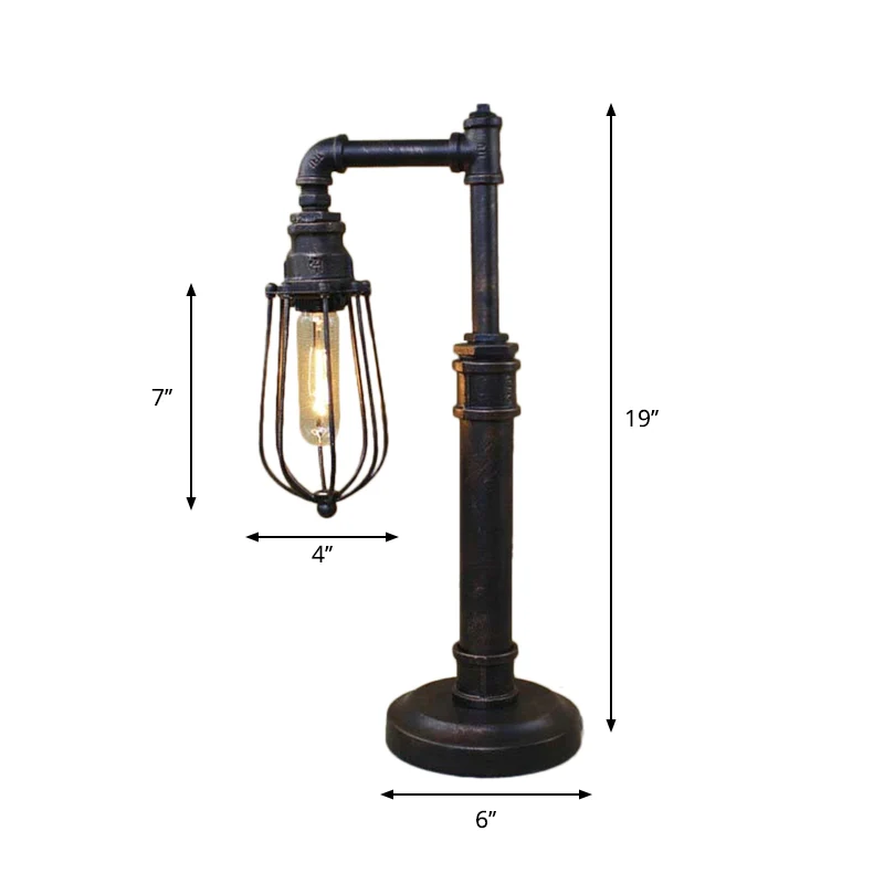 Cilinder/bolschaduw met bronzen afwerking Staande tafellamp Steampunk smeedijzeren tafellamp met 1 kop Clearhalo