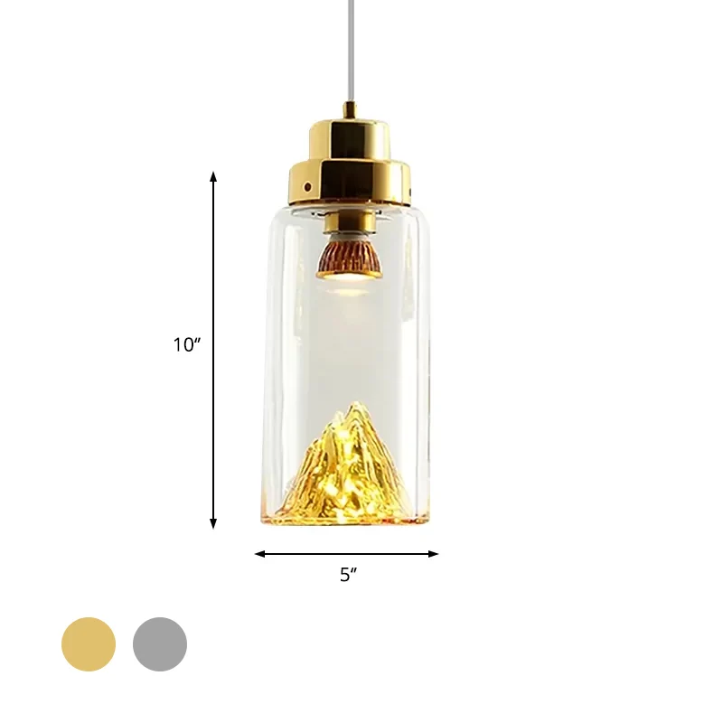 Cilinder/halve cirkel hanglamp post-modernistisch helder glas led goud/zilver hanglamp armatuur voor eetkamer Clearhalo