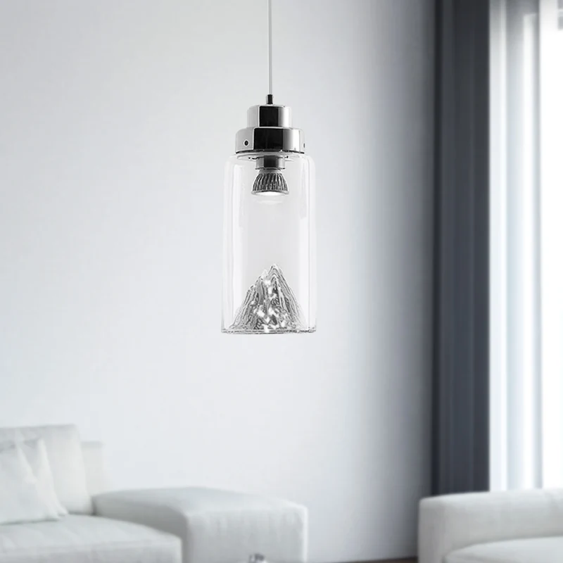 Cilinder/halve cirkel hanglamp post-modernistisch helder glas led goud/zilver hanglamp armatuur voor eetkamer Clearhalo