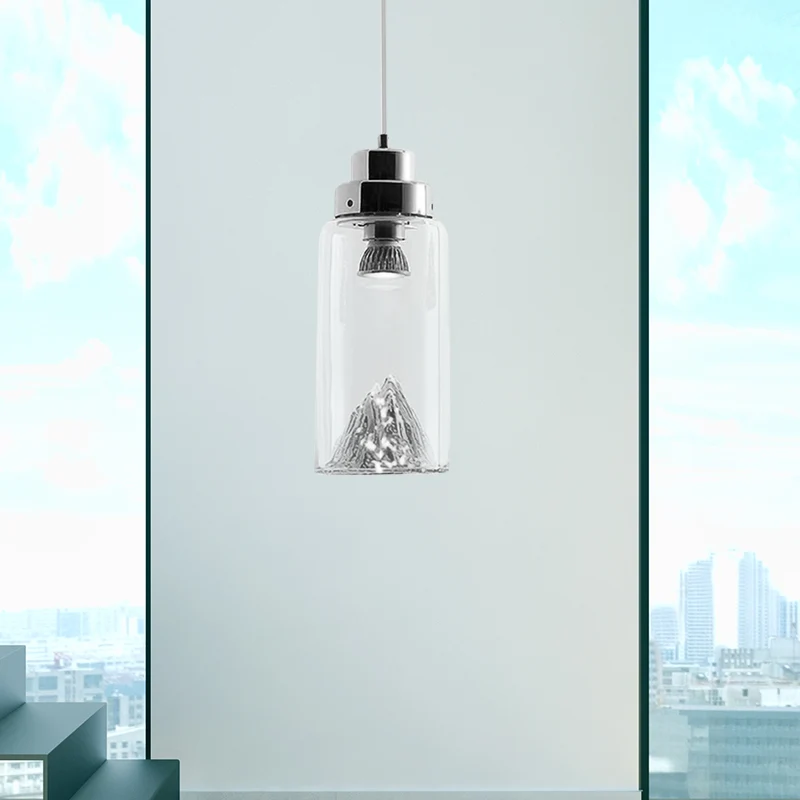 Cilinder/halve cirkel hanglamp post-modernistisch helder glas led goud/zilver hanglamp armatuur voor eetkamer Clearhalo