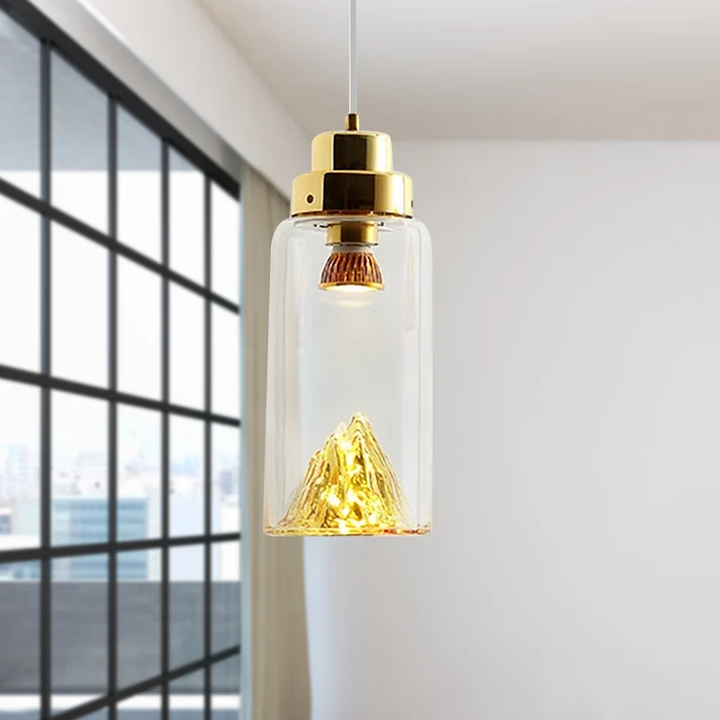 Cilinder/halve cirkel hanglamp post-modernistisch helder glas led goud/zilver hanglamp armatuur voor eetkamer Clearhalo