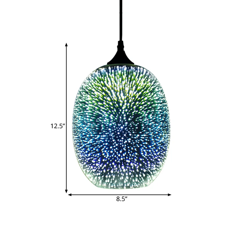 Cilinder/ovaal/kegel hanglamp Modern 3D kleurrijk glas 1 licht chroom led hangende plafondlamp Clearhalo