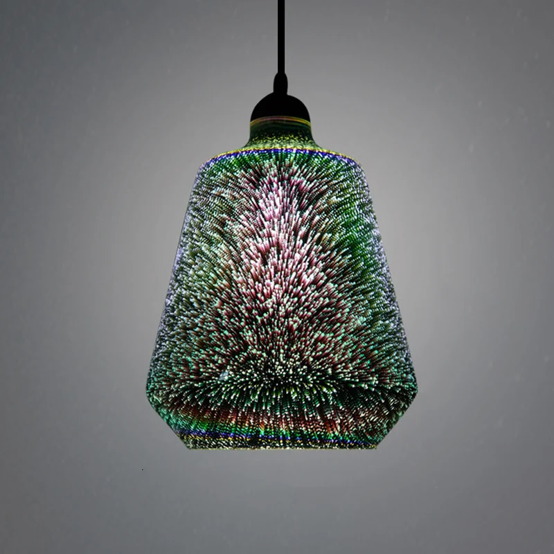 Cilinder/ovaal/kegel hanglamp Modern 3D kleurrijk glas 1 licht chroom led hangende plafondlamp Clearhalo