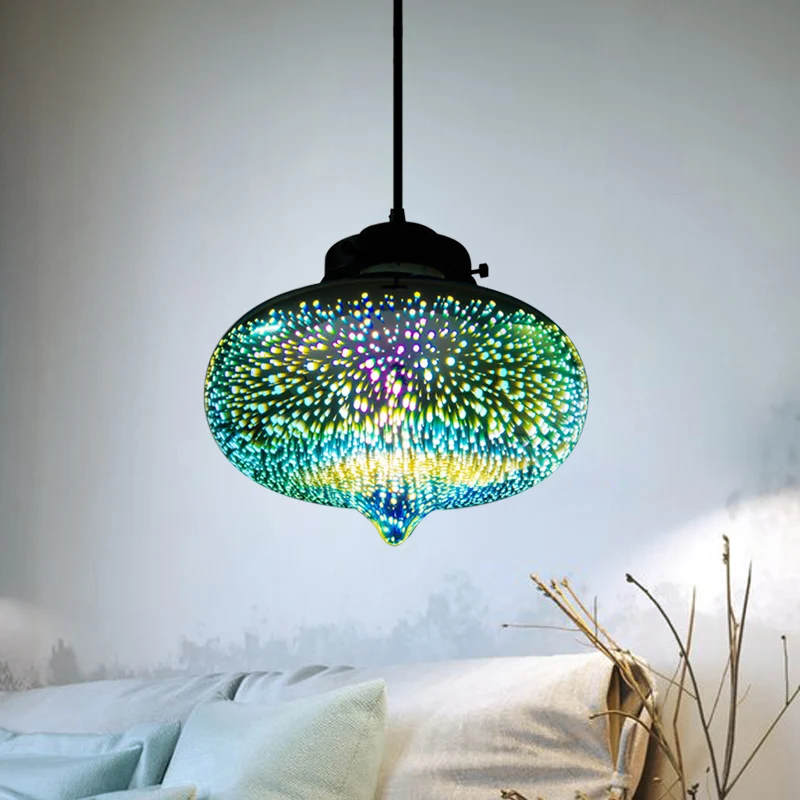 Cilinder/ovaal/kegel hanglamp Modern 3D kleurrijk glas 1 licht chroom led hangende plafondlamp Clearhalo