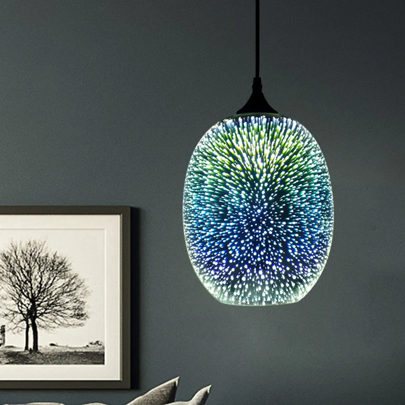 Cilinder/ovaal/kegel hanglamp Modern 3D kleurrijk glas 1 licht chroom led hangende plafondlamp Clearhalo