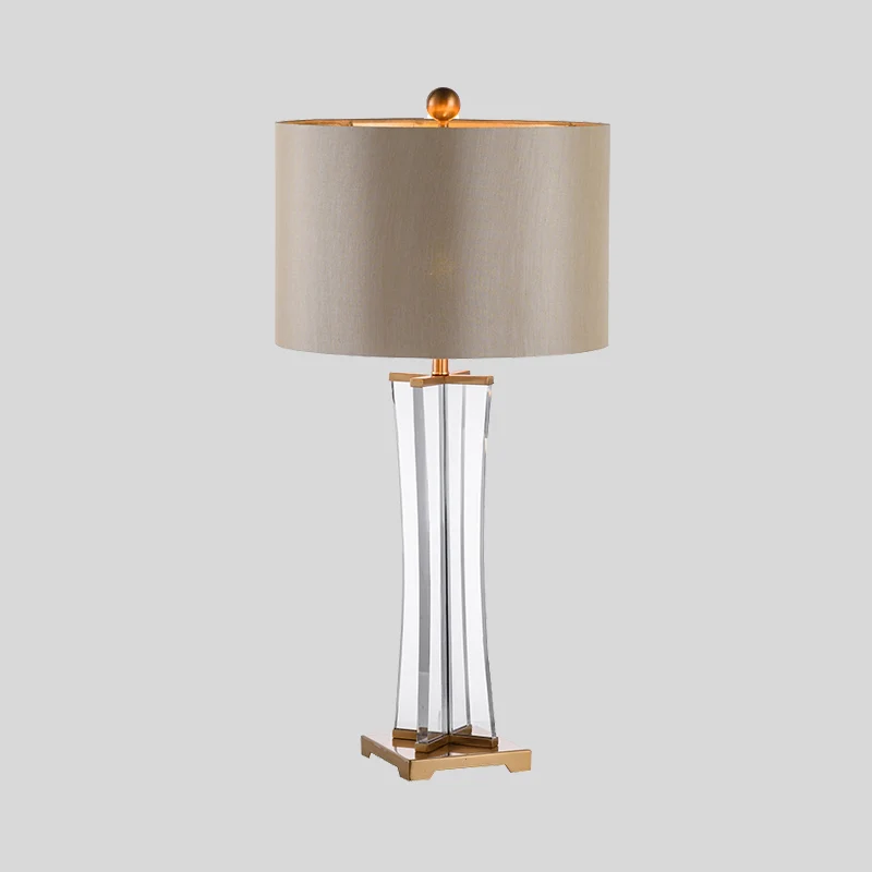 Cilinderstof bureaulamp modernistisch 1 lamp gouden nachttafellamp voor woonkamer Clearhalo
