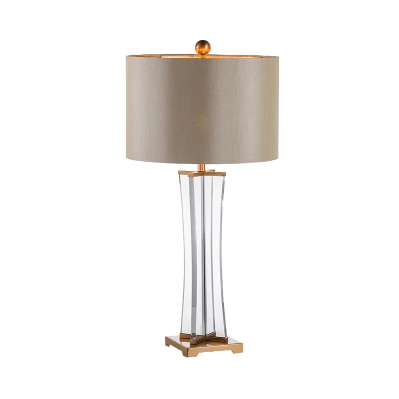 Cilinderstof bureaulamp modernistisch 1 lamp gouden nachttafellamp voor woonkamer Clearhalo