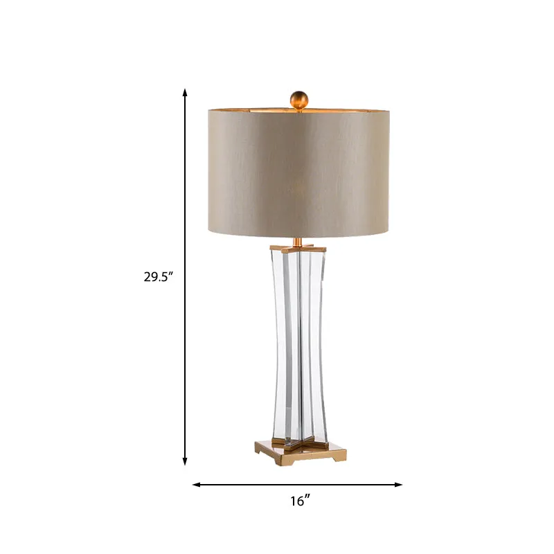 Cilinderstof bureaulamp modernistisch 1 lamp gouden nachttafellamp voor woonkamer Clearhalo