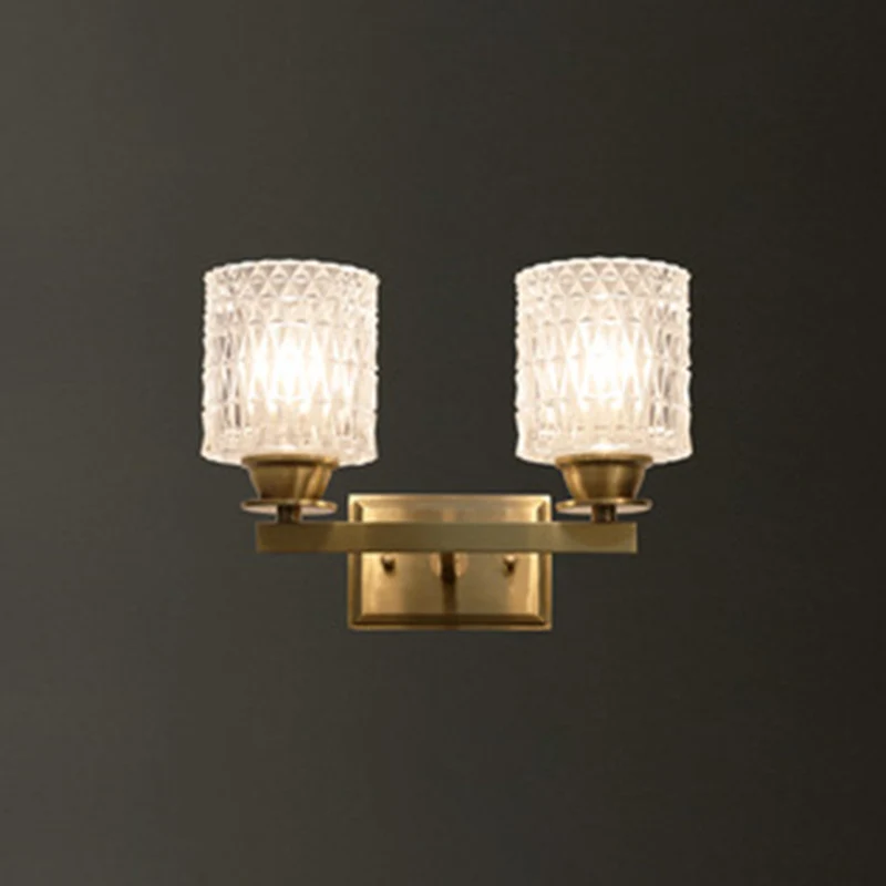 Cilindervormige wandlamp, eigentijds roosterglas, messing wandverlichting voor gang Clearhalo