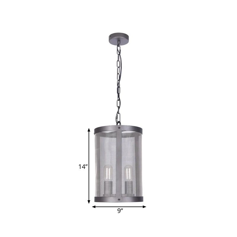 Cilindrisch scherm ijzer hangende hanger boerderij 2/4 lichten zwarte kroonluchterverlichting Clearhalo