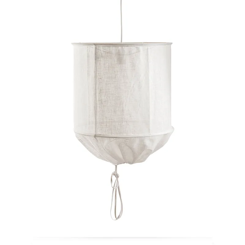 Cilindrische hanglamp met neerwaartse verlichting, minimalistische stof, 1-lichts wit/vlasplafondlamp met sluiting Clearhalo