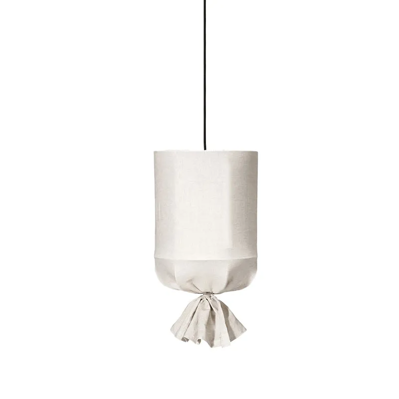 Cilindrische hanglamp met neerwaartse verlichting, minimalistische stof, 1-lichts wit/vlasplafondlamp met sluiting Clearhalo