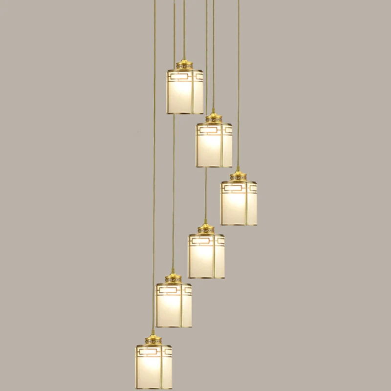Cilindrische hanglamp van mat wit glas, modern messing, meerdere hanglampen voor duplexwoning Clearhalo