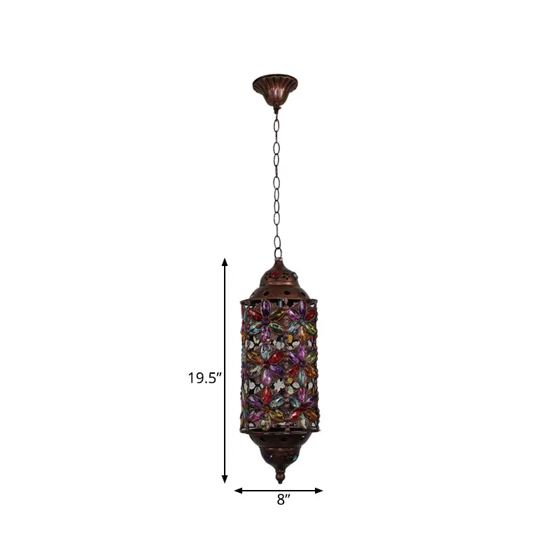 Cilindrische metalen hangende hanger decoratieve 1-lamp woonkamer plafondlamp koper Clearhalo