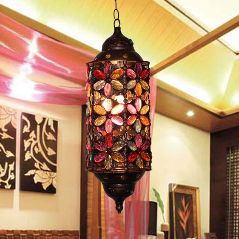 Cilindrische metalen hangende hanger decoratieve 1-lamp woonkamer plafondlamp koper Clearhalo