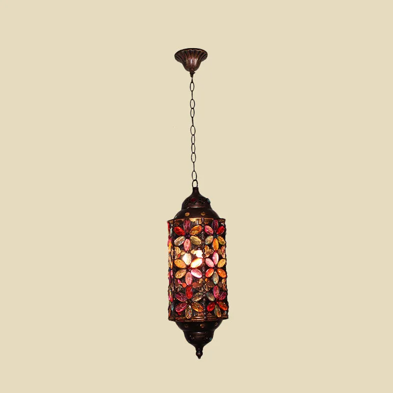 Cilindrische metalen hangende hanger decoratieve 1-lamp woonkamer plafondlamp koper Clearhalo