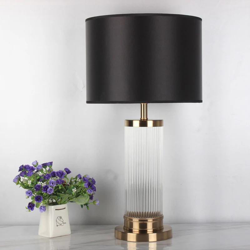 Cilindrische nachtkastjelamp met 1 kop, moderne handgeslepen kristallen leesboeklamp goud Clearhalo