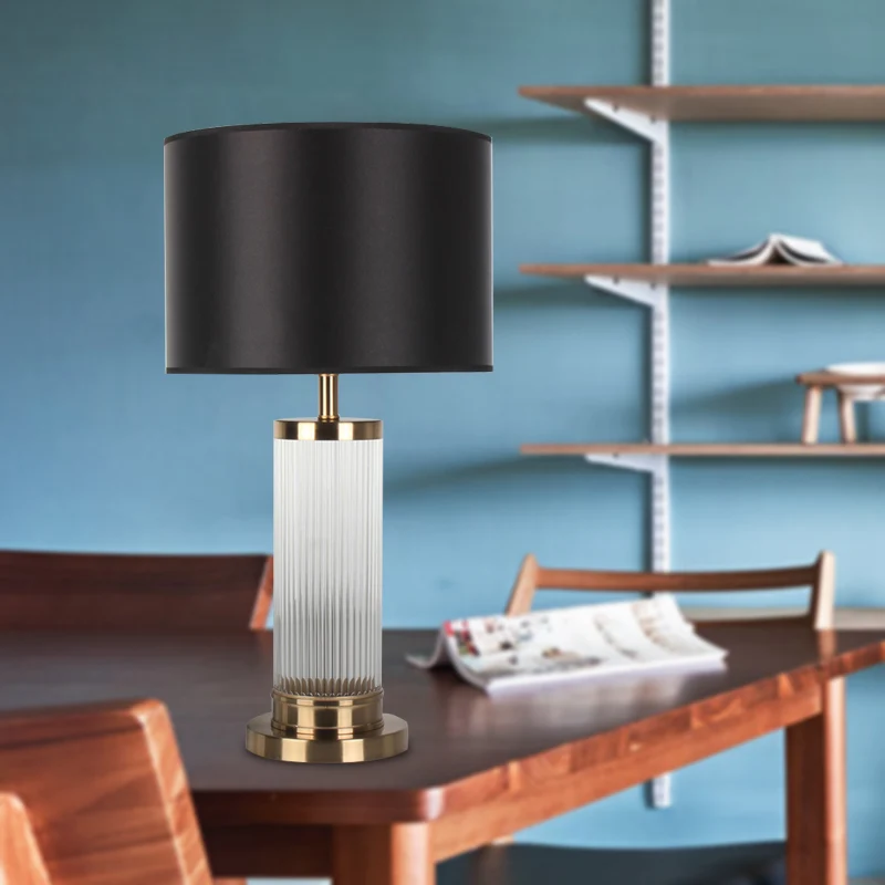 Cilindrische nachtkastjelamp met 1 kop, moderne handgeslepen kristallen leesboeklamp goud Clearhalo
