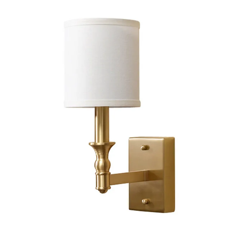 Cilindrische stoffen wandverlichtingsset Simplicity 1-lichts slaapkamer wandmontage verlichting goud Clearhalo