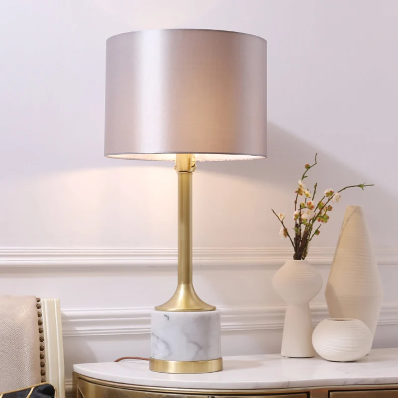 Cilindrische tafellamp van stof, minimalisme, 1 lamp, grijze nachtkastjelamp voor woonkamer Clearhalo