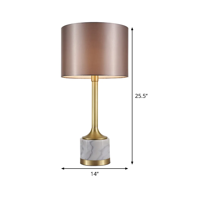 Cilindrische tafellamp van stof, minimalisme, 1 lamp, grijze nachtkastjelamp voor woonkamer Clearhalo