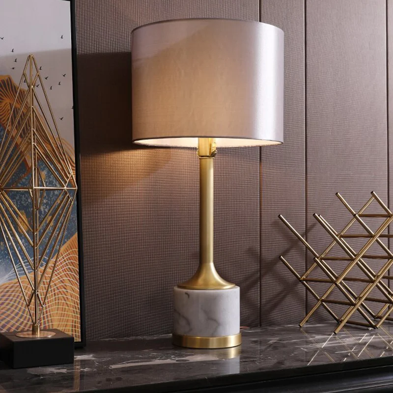 Cilindrische tafellamp van stof, minimalisme, 1 lamp, grijze nachtkastjelamp voor woonkamer Clearhalo
