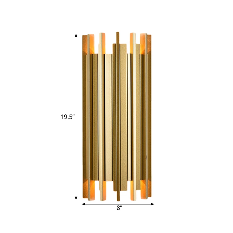 Cilindrische wandlamp met 2 lampen, eigentijdse gouden afwerking, ijzeren blakerverlichting, 19,5"/31,5" H Clearhalo