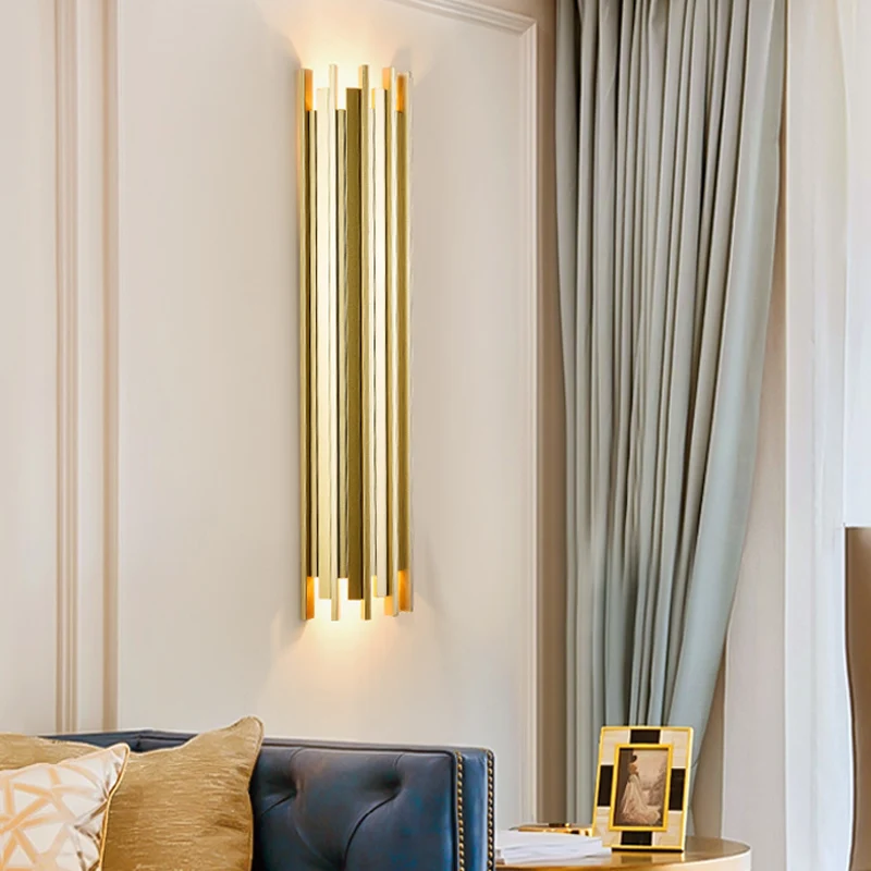 Cilindrische wandlamp met 2 lampen, eigentijdse gouden afwerking, ijzeren blakerverlichting, 19,5"/31,5" H Clearhalo