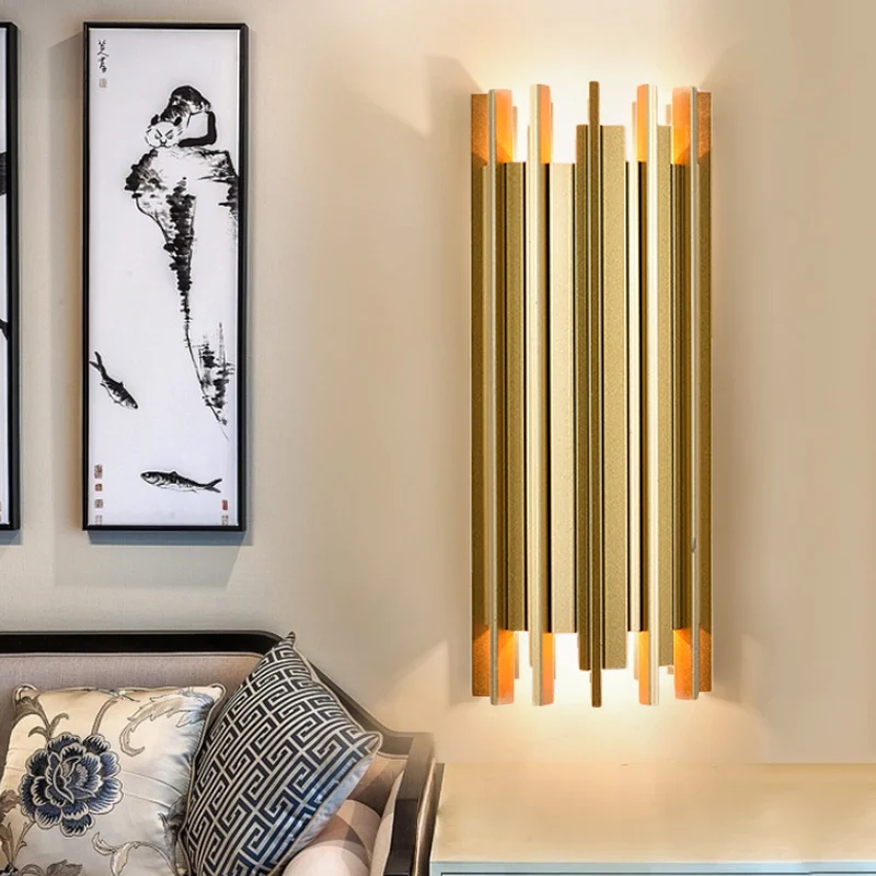 Cilindrische wandlamp met 2 lampen, eigentijdse gouden afwerking, ijzeren blakerverlichting, 19,5"/31,5" H Clearhalo