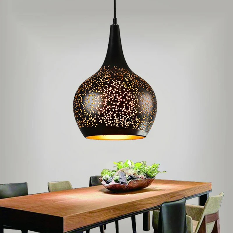Circle Cutouts Restaurant Hanglamp Metaal 1 Kop Industrieel Pendellicht Zwart Clearhalo