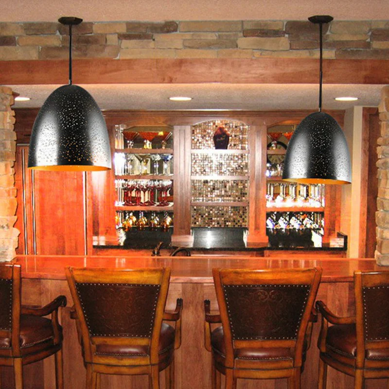 Circle Cutouts Restaurant Hanglamp Metaal 1 Kop Industrieel Pendellicht Zwart Clearhalo