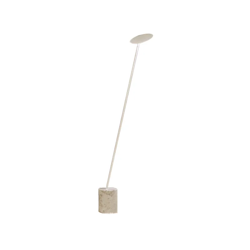 Circle vloerleeslamp eigentijds metallic wit/zwart LED-staand licht met kolomvoet Clearhalo