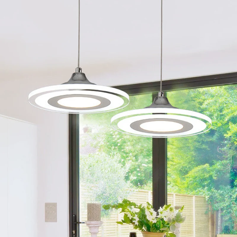 Cirkel eetkamer eiland plafondhanger acryl 2/3-kops LED minimalistische hanglampset warm/wit licht Clearhalo