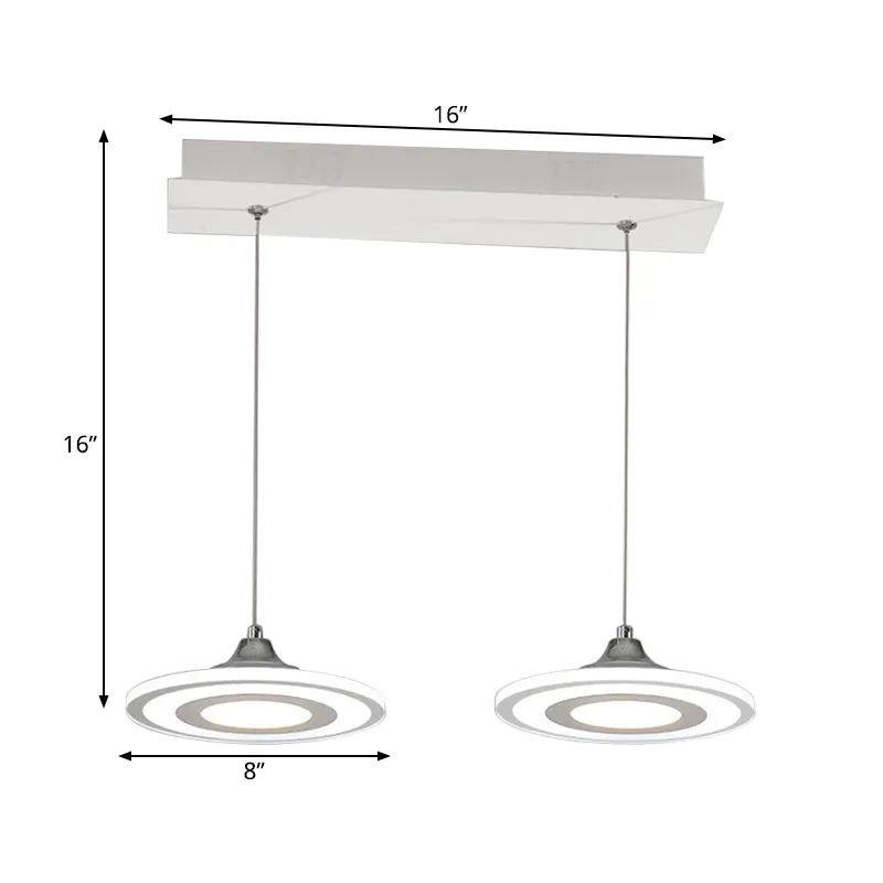 Cirkel eetkamer eiland plafondhanger acryl 2/3-kops LED minimalistische hanglampset warm/wit licht Clearhalo