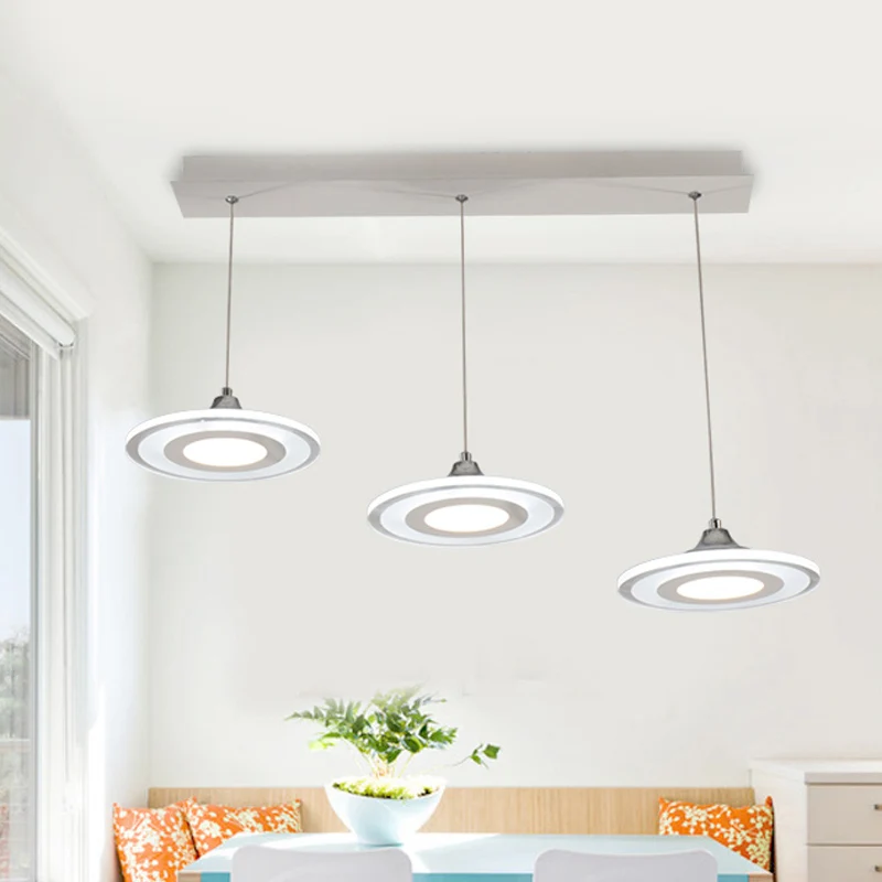 Cirkel eetkamer eiland plafondhanger acryl 2/3-kops LED minimalistische hanglampset warm/wit licht Clearhalo