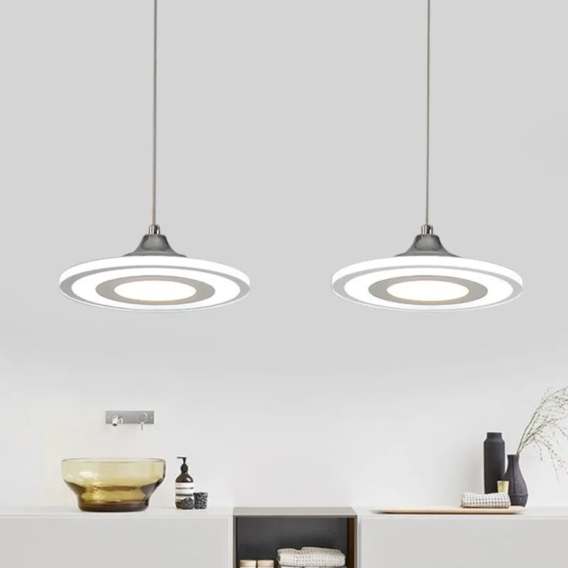 Cirkel eetkamer eiland plafondhanger acryl 2/3-kops LED minimalistische hanglampset warm/wit licht Clearhalo