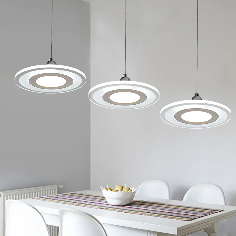 Cirkel eetkamer eiland plafondhanger acryl 2/3-kops LED minimalistische hanglampset warm/wit licht Clearhalo
