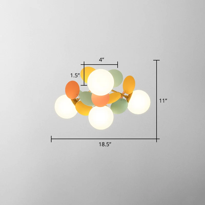 Cirkel kinderkamer semi-inbouw kroonluchter wit glas creatieve plafondlamp wit Clearhalo