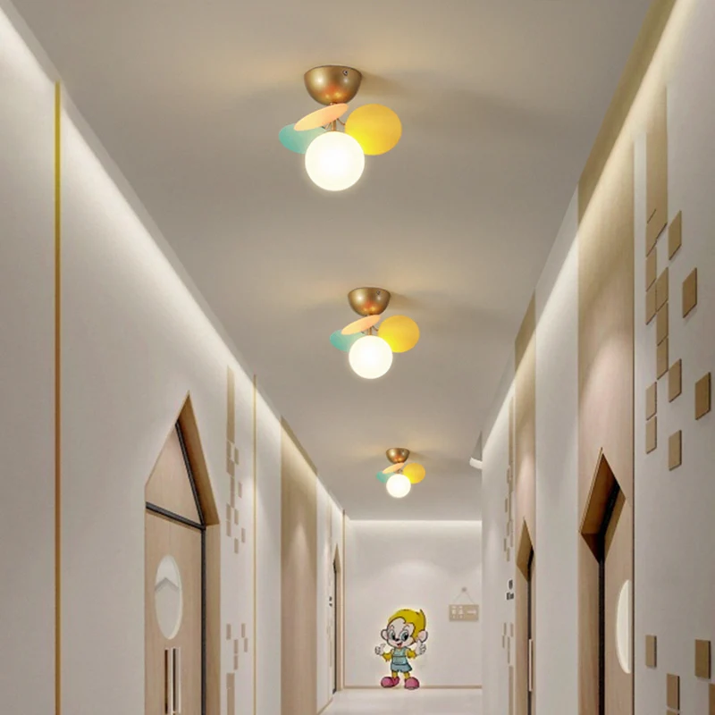 Cirkel kinderkamer semi-inbouw kroonluchter wit glas creatieve plafondlamp wit Clearhalo