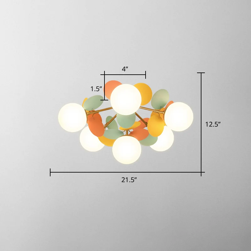 Cirkel kinderkamer semi-inbouw kroonluchter wit glas creatieve plafondlamp wit Clearhalo