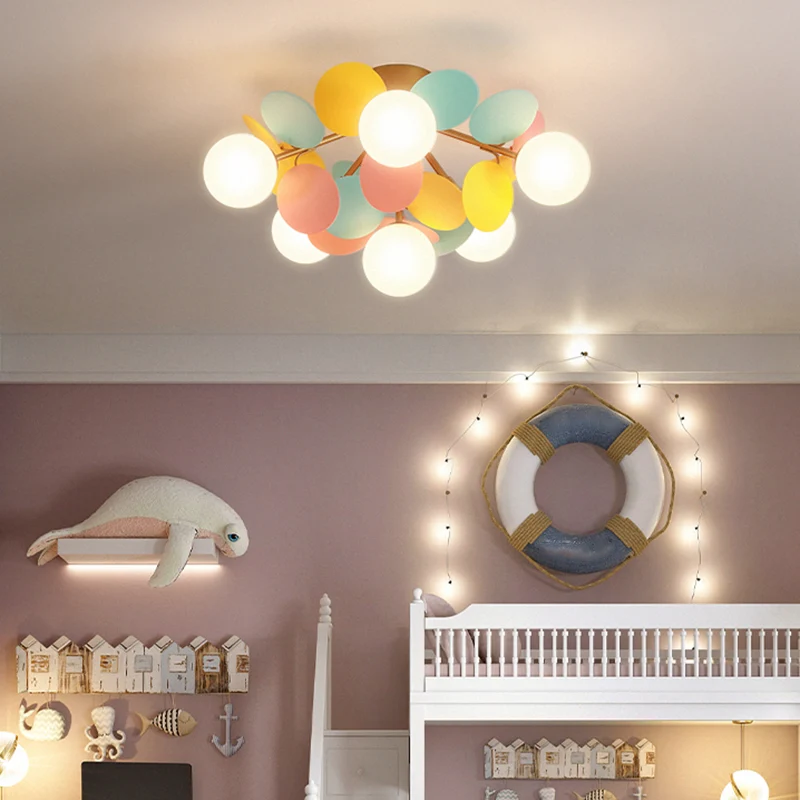Cirkel kinderkamer semi-inbouw kroonluchter wit glas creatieve plafondlamp wit Clearhalo