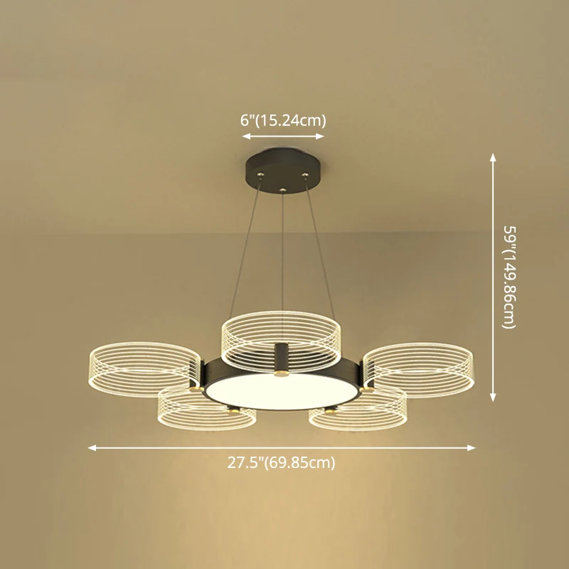 Cirkel kroonluchter verlichting modernistische acryl plafond hanglamp voor woonkamer Clearhalo