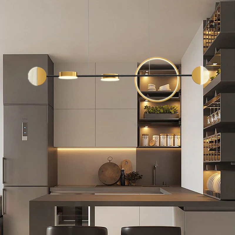 Cirkel metalen eiland hanglamp eigentijds gouden LED-plafondlamp voor eetkamer Clearhalo