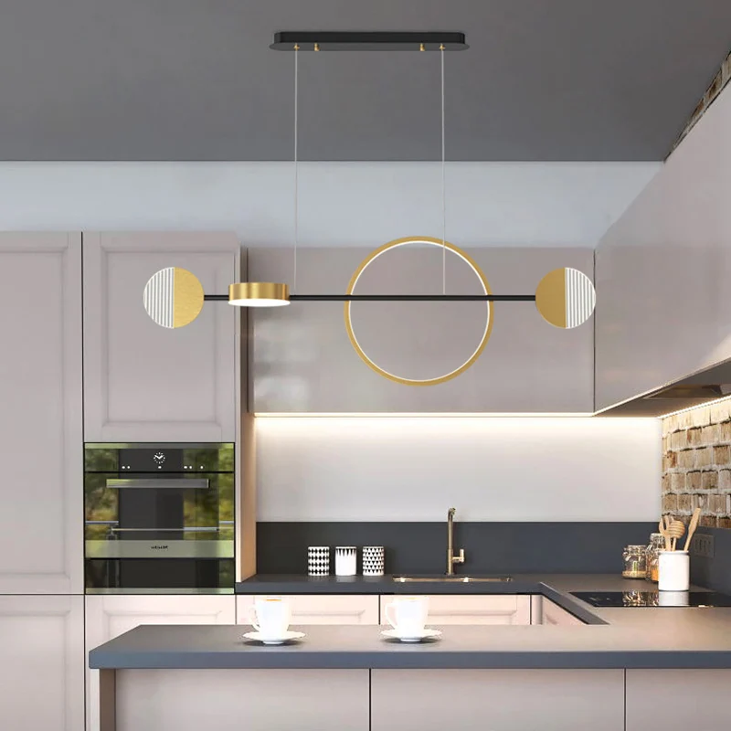 Cirkel metalen eiland hanglamp eigentijds gouden LED-plafondlamp voor eetkamer Clearhalo
